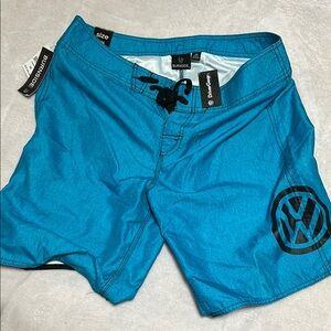 DriverGear Volkswagen Blue Board Shorts with Quick-Dry Fabric and Drawstring